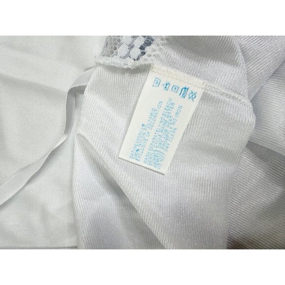 VTG 70's Sz 34 F Vassarette Pale Blue LACE-underneath It All-NYLON FULL SLIP EUC - Picture 7 of 10
